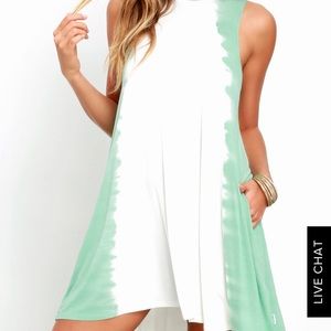 Sucker punched sage green tie dye swing dress RVCA